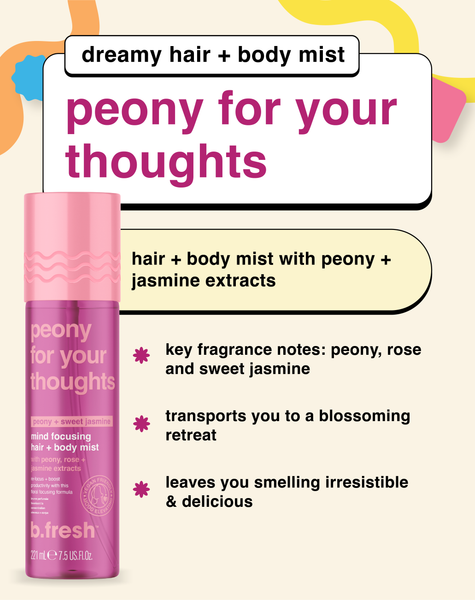 peony for your thoughts mind focusing hair + body mist