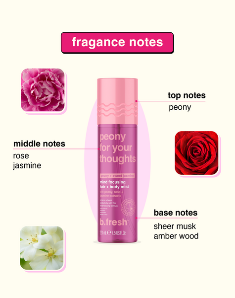 peony for your thoughts mind focusing hair + body mist